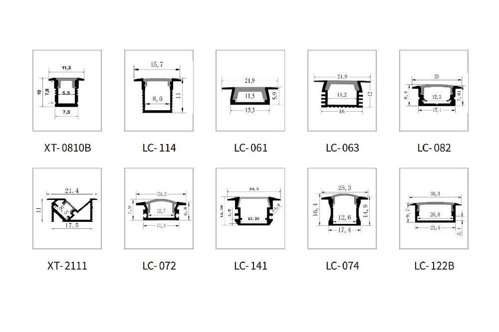 柔性灯条型材——明装 / 嵌入式 / 三角V型